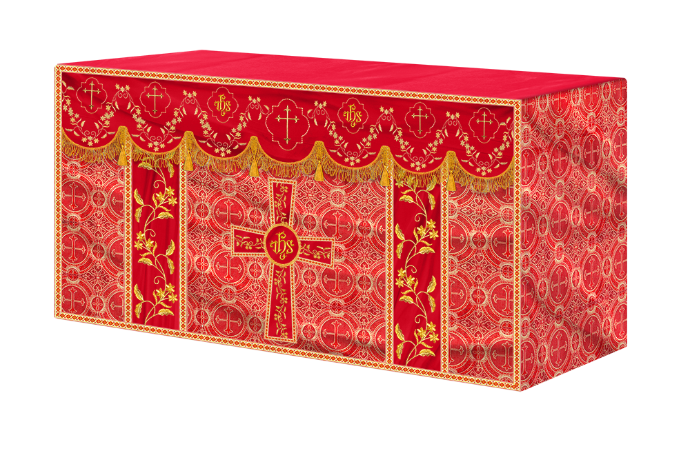Altar Table Cloth With Floral Embroidery trims