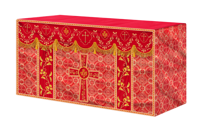 Altar Table Cloth With Floral Embroidery trims