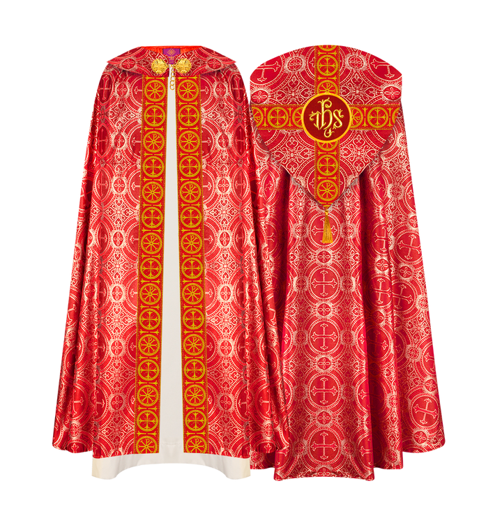 Gothic Cope Vestment with Cross Type Braided Motif