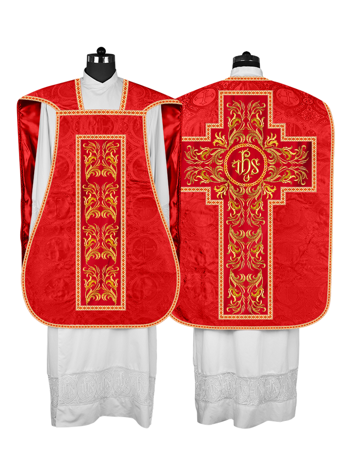 Roman Chasuble Vestment With Woven Braids and Trims