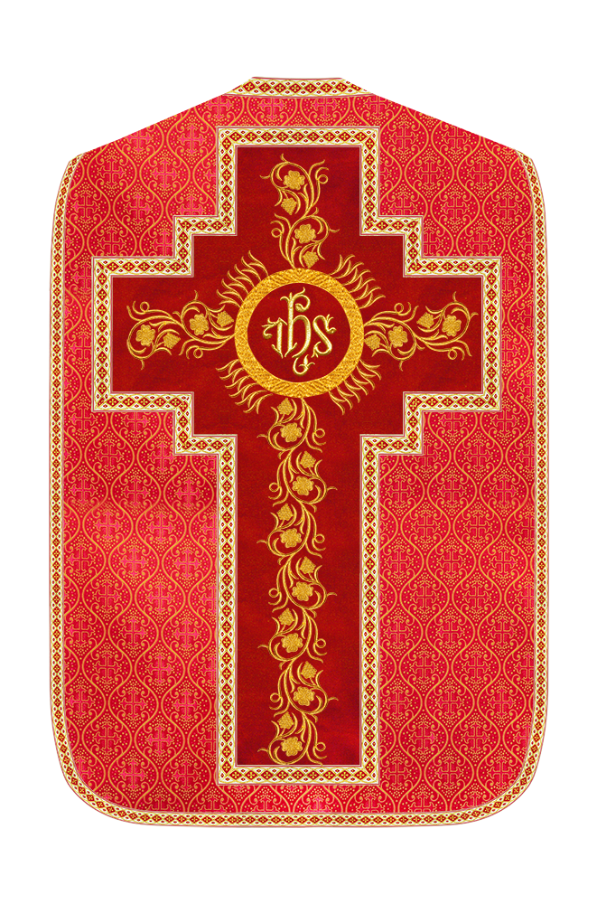 Roman Chasuble Vestment With Grapes Embroidery and Trims