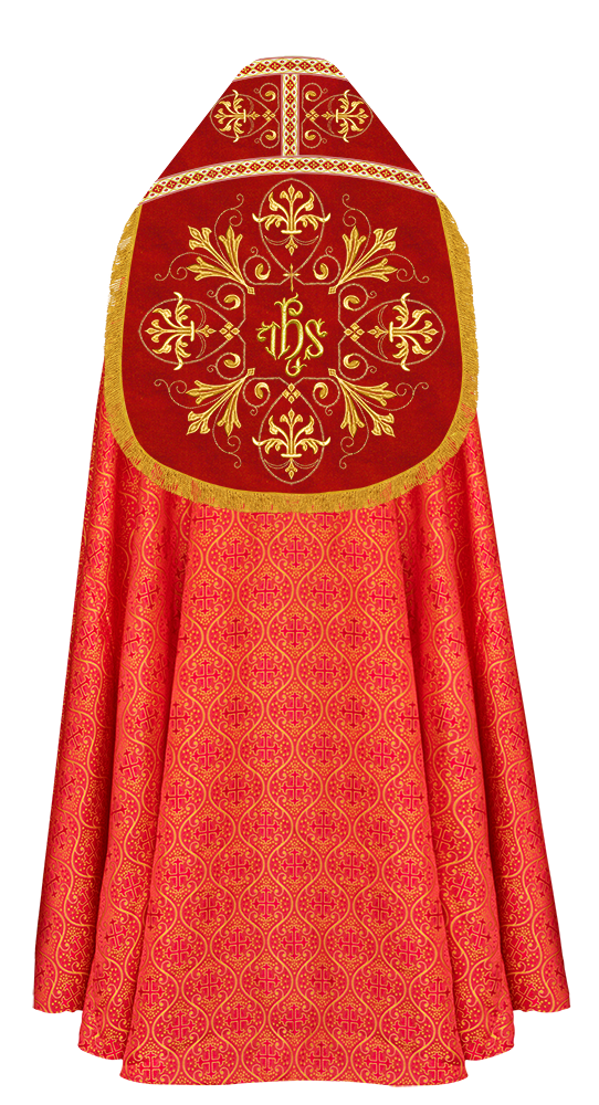 Embroidered Roman Cope Vestment with Braided Trims