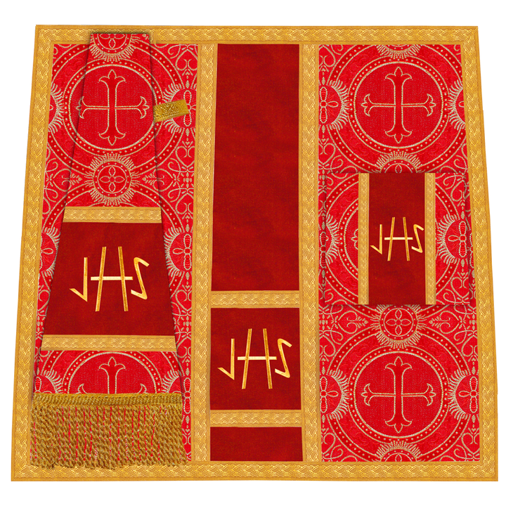 Roman Chasuble Vestment with Spiritual Motif and Ornate Braids