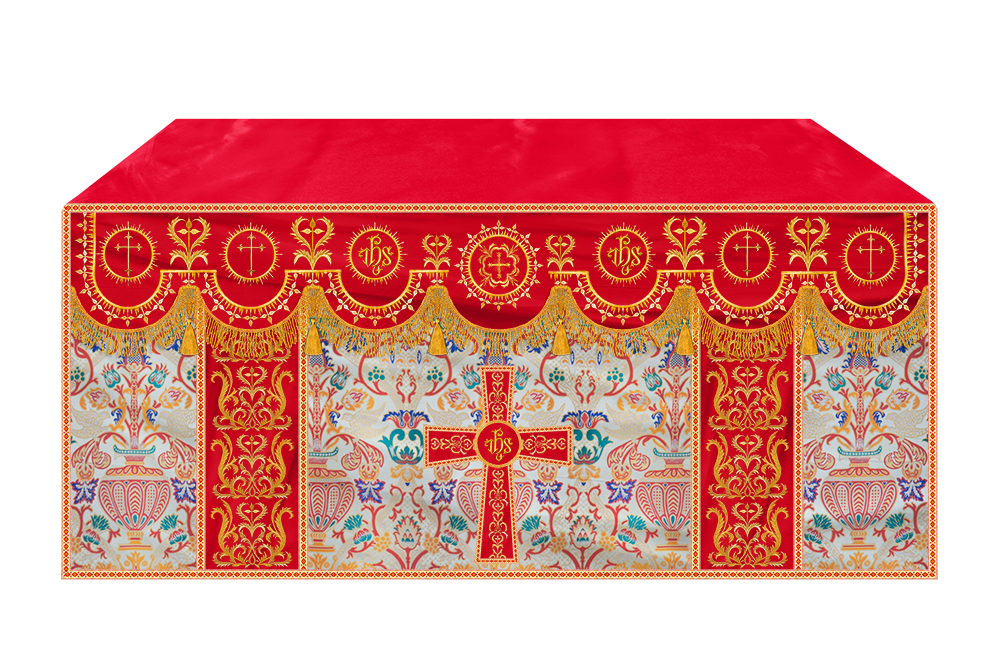 Tapestry Altar Cloth with Elegant Embroidered Trims