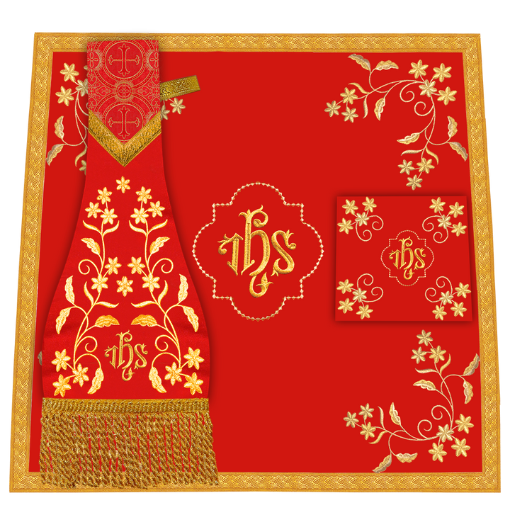 Set of Four Floral Embroidery Roman Chasuble