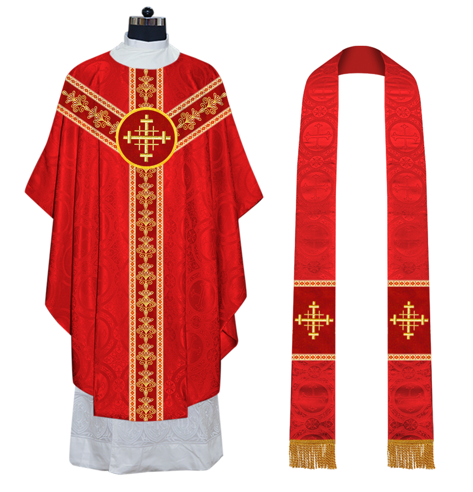 Gothic Chasuble Vestments With  Liturgical Motifs and Trims