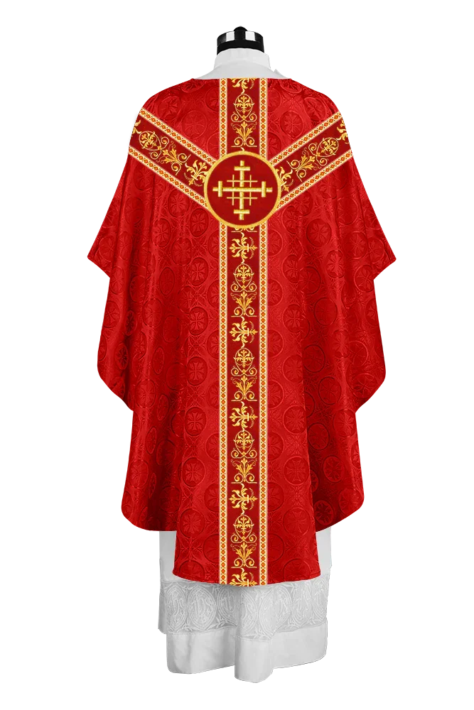 Elegant Gothic Chasuble with Embroidered Motif & Y-type Orphrey