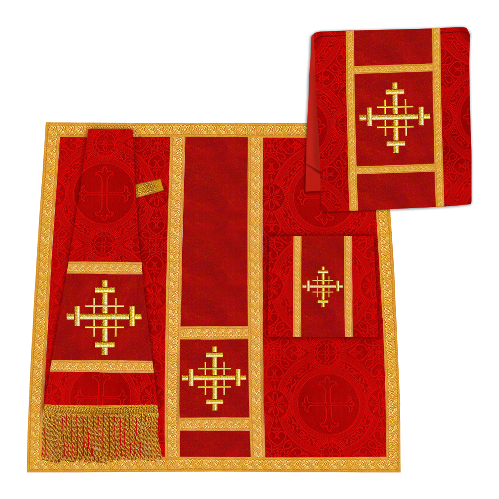 Gothic Chasuble Vestment with woven Braided Trims and Spiritual Motifs