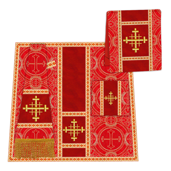 Gothic Chasuble Vestment with Embroidered Cross and Trims