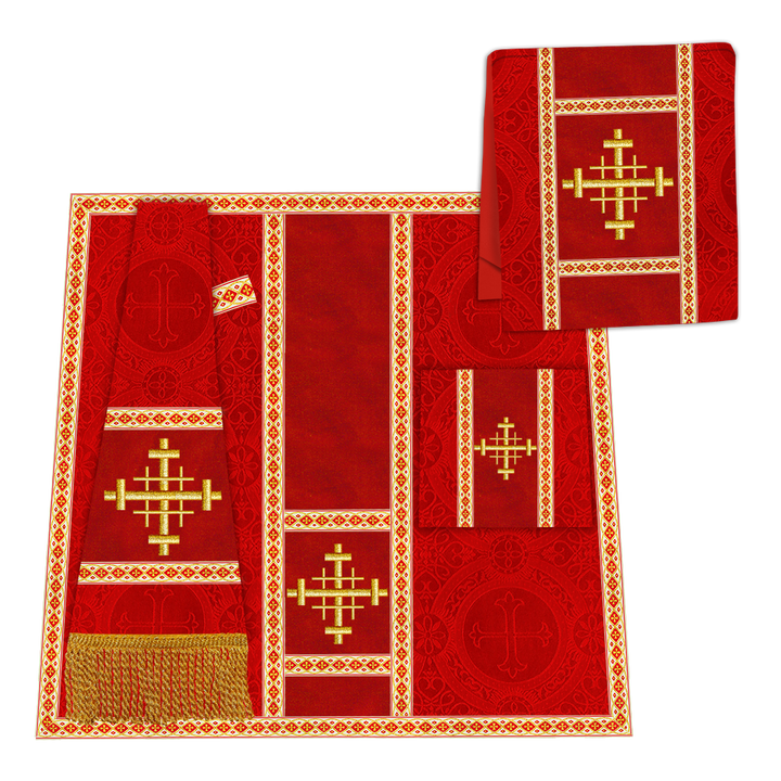 Gothic Chasuble Vestment with Embroidered Cross and Trims