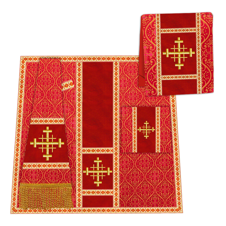 Gothic Chasuble Vestment with Embroidered Cross and Trims