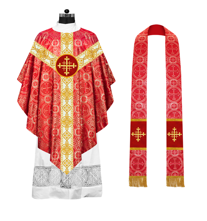 Pugin Style Chasuble with Embroidered Orphrey