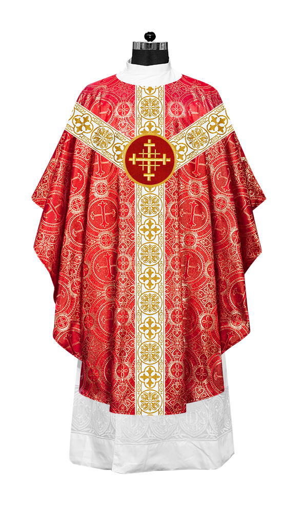 Gothic Chasuble Vestment with Motif and White Orphrey