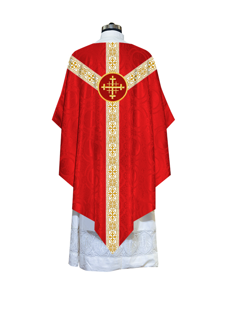 Traditional Pugin Style Chasuble Adorned with White Braids