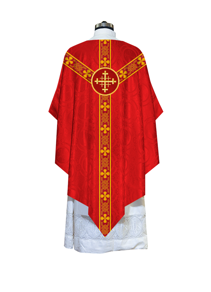 Liturgical Pugin Chasuble with Woven Designer Braided Orphrey