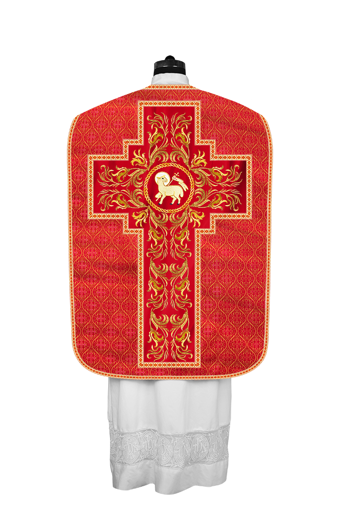 Roman Chasuble Vestment With Woven Braids and Trims