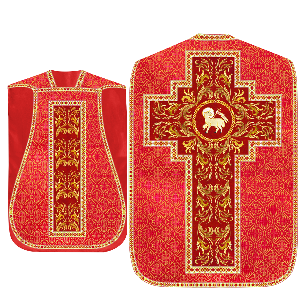 Roman Chasuble Vestment With Woven Braids and Trims