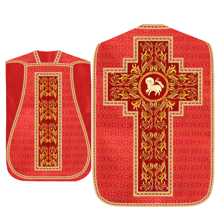 Roman Chasuble Vestment With Woven Braids and Trims