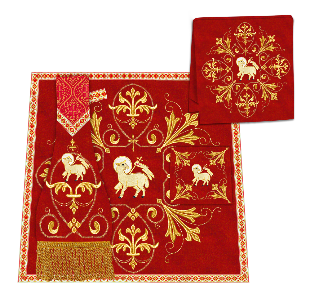 Embroidered Roman Cope Vestment with Braided Trims