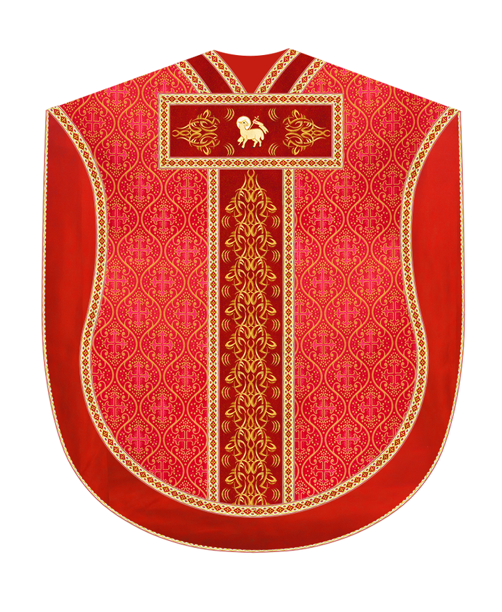 Borromean Chasuble Vestment With Braided Orphrey and Trims