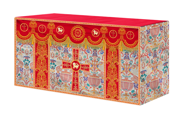 Embroidered Tapestry Altar Cloth with Ornate Orphrey