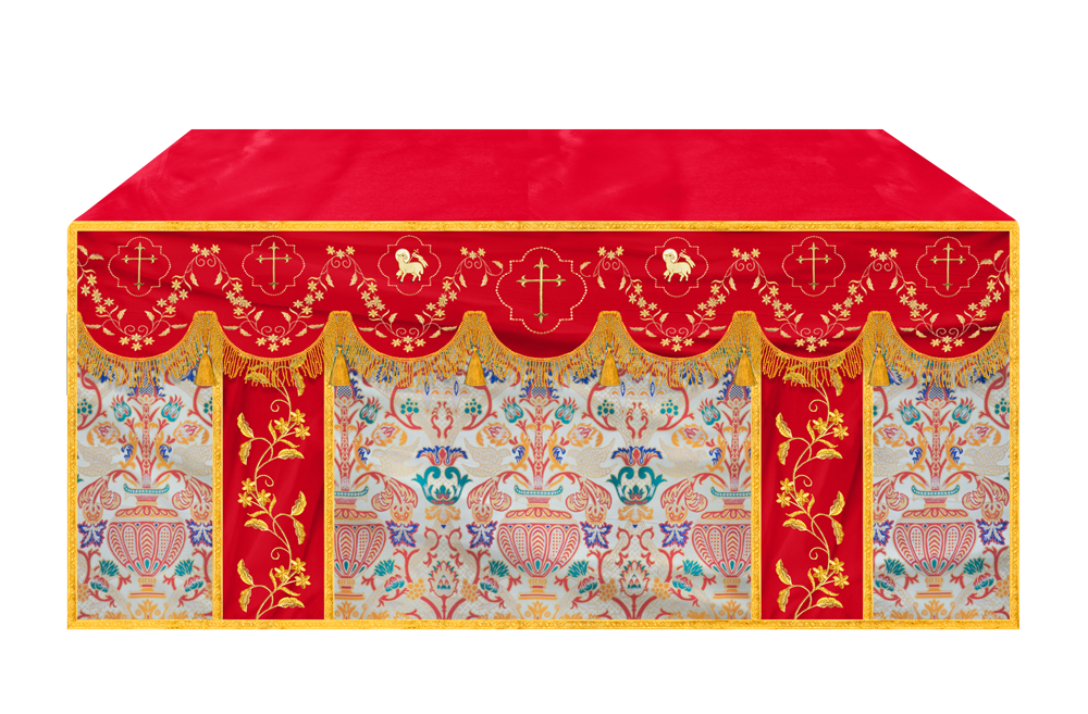 Floral Embroidery Tapestry Altar Cloth with motif