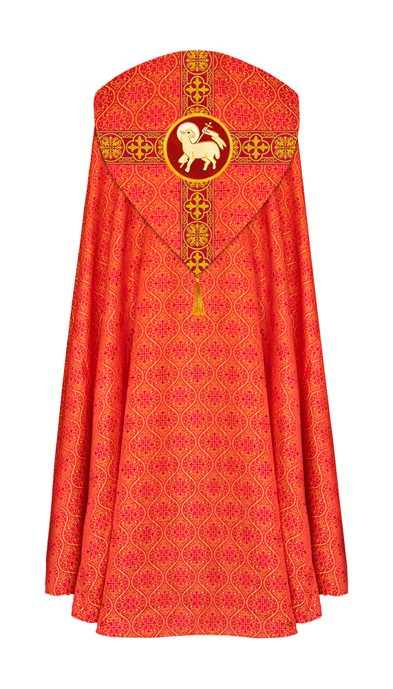 Gothic Cope Vestment with Cross type Braided Trims and motif