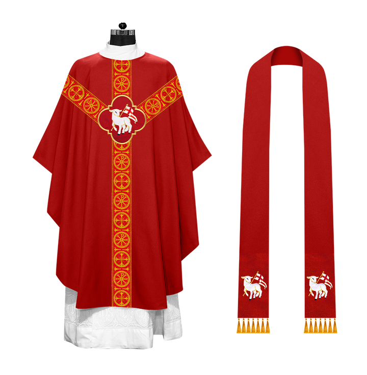 Gothic Chasuble Vestment with Y type braided orphrey