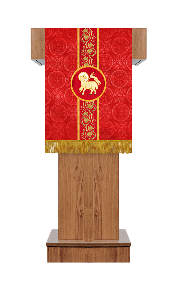 Embroidered Catholic Altar Cloth with Golden Braids