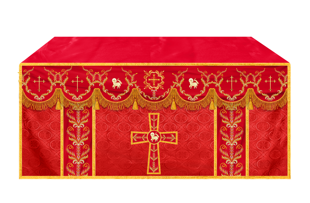 Handcrafted Church Altar Cloth with Detailed Embroidered Trims