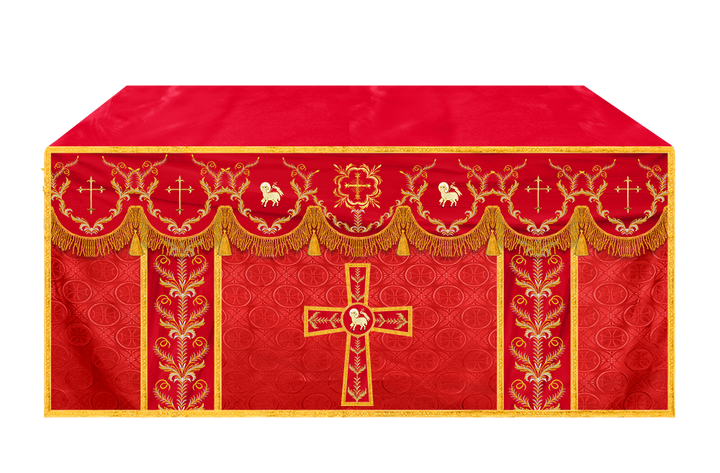 Handcrafted Church Altar Cloth with Detailed Embroidered Trims