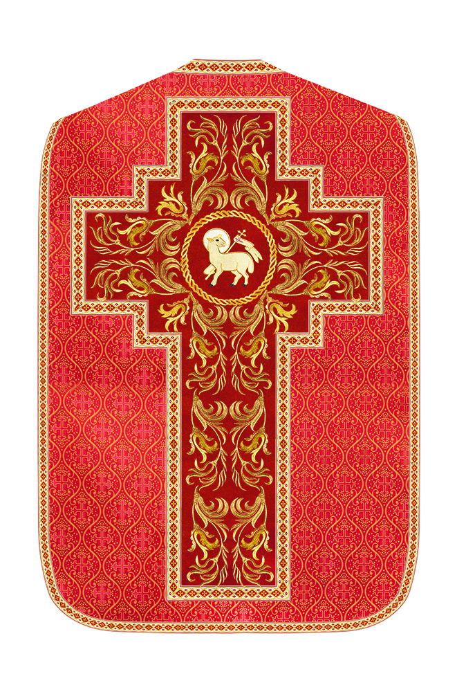 Roman Chasuble Vestment With Woven Braids and Trims