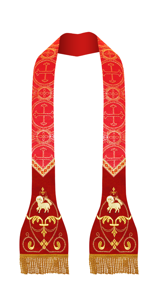 Set of Four Catholic Stole with Embroidered Trims