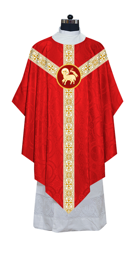 Traditional Pugin Style Chasuble Adorned with White Braids