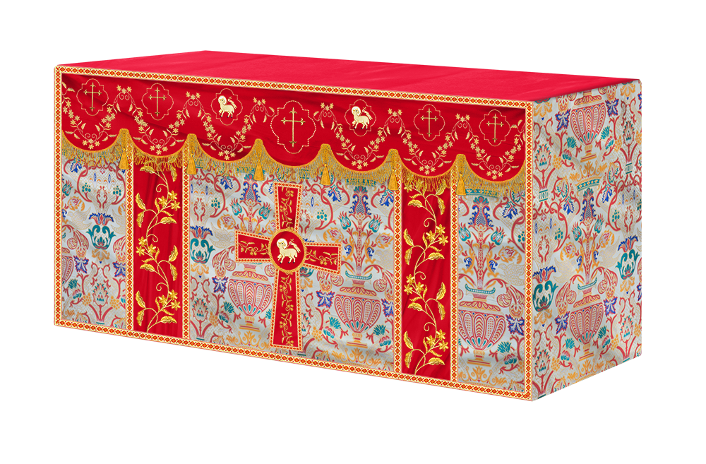 Tapestry Altar Cloth Adorned with Intricate Embroidery