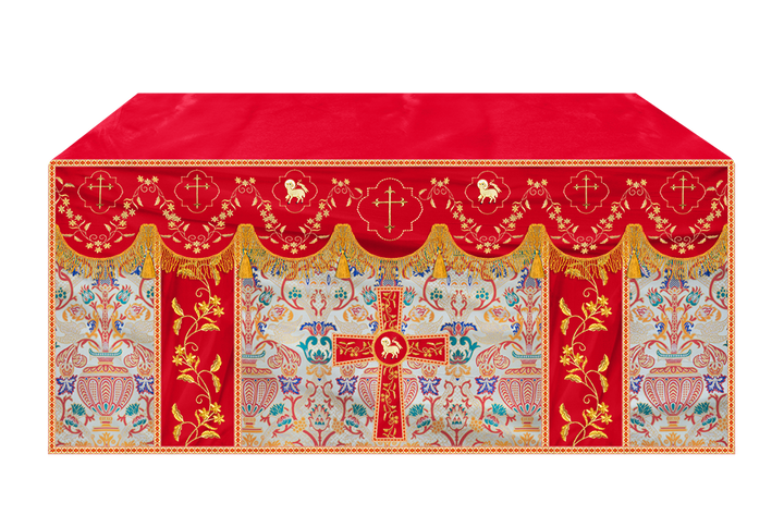 Tapestry Altar Cloth Adorned with Intricate Embroidery