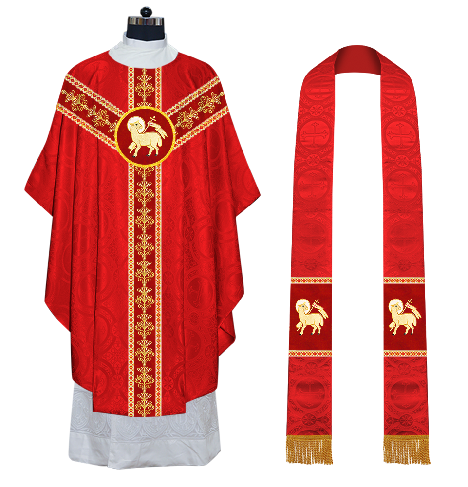 Gothic Chasuble Vestments With  Liturgical Motifs and Trims