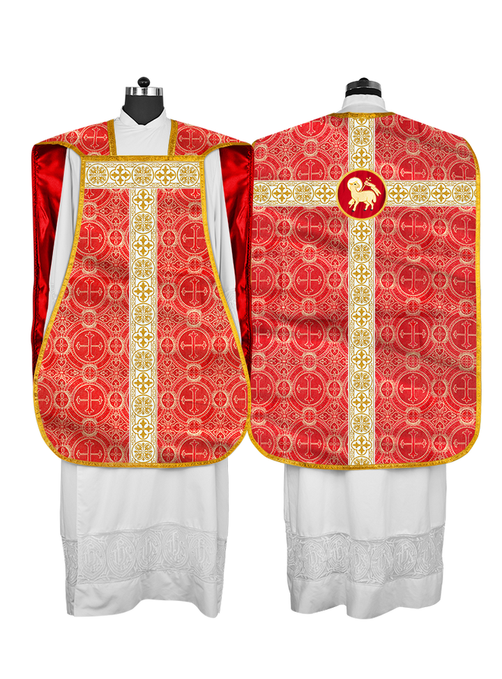 Casulla católica romana con motivo espiritual 