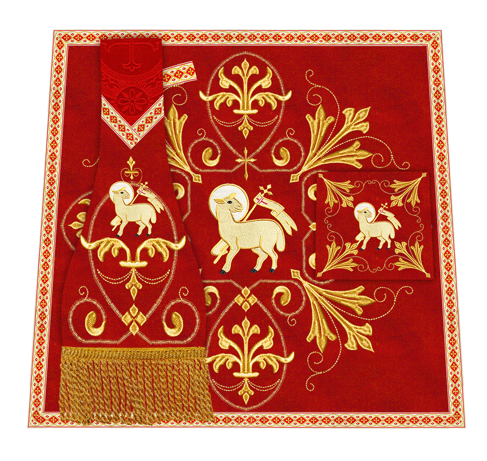 Set of Four Catholic Roman Chasuble with Spiritual Motif