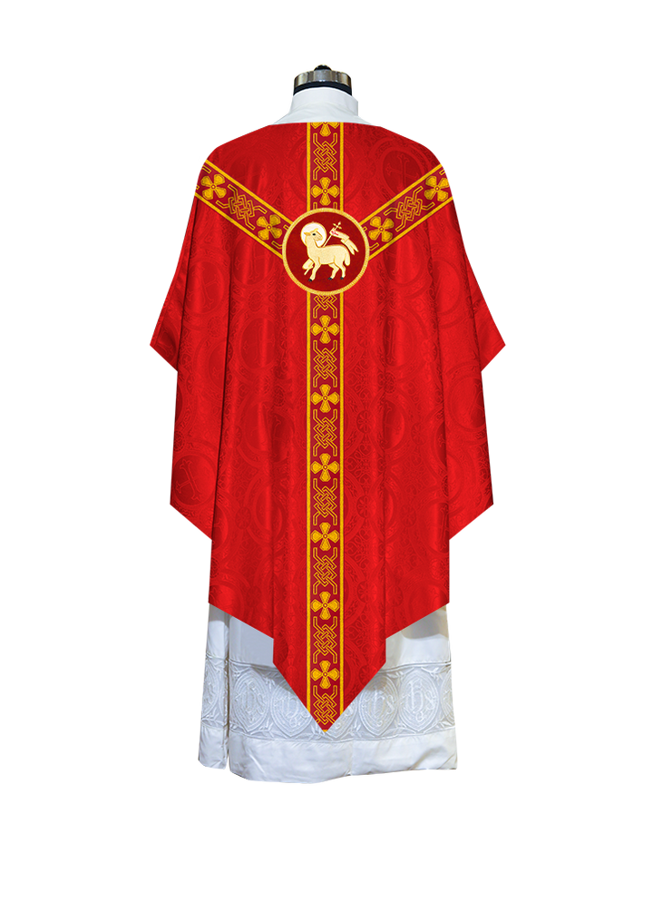 Liturgical Pugin Chasuble with Woven Designer Braided Orphrey