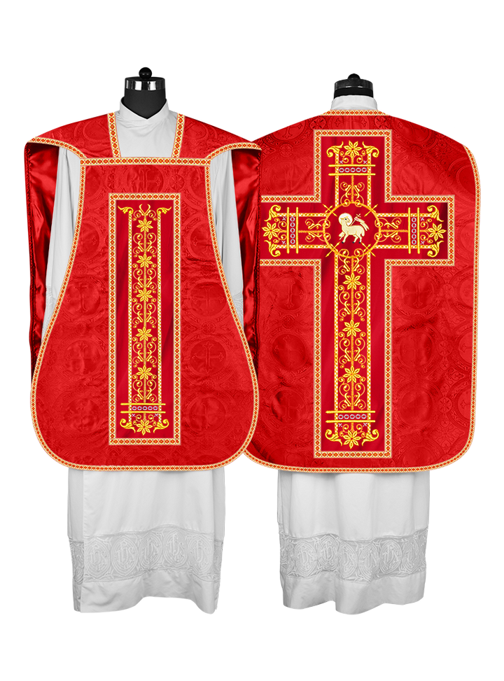 Roman Chasuble Vestment Enhanced With Orphrey and Trims