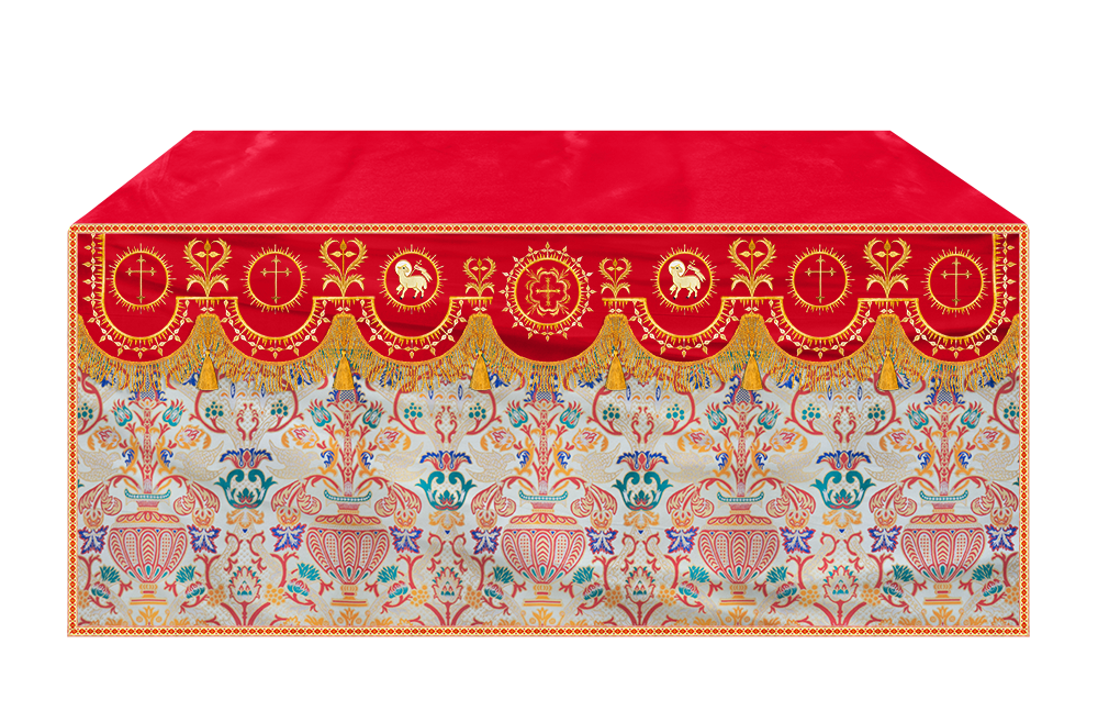Tapestry Altar Cloth with Elegant Embroidered Trims