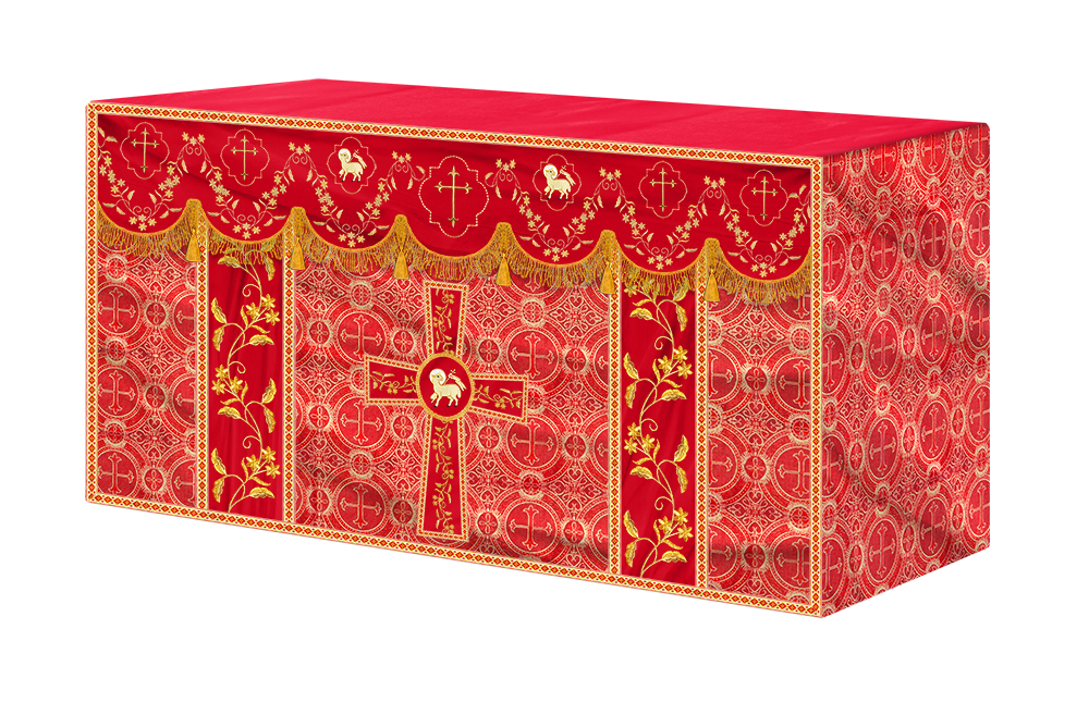 Altar Table Cloth With Floral Embroidery trims