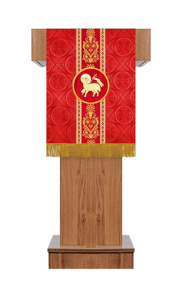 Traditional Altar Cloth with Embroidered Cross & Braided Trims