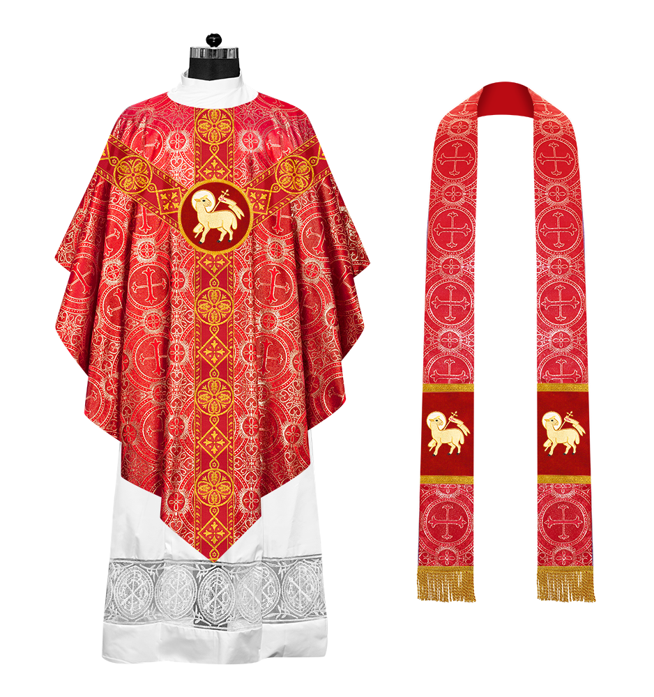 Pugin Style Chasuble with Embroidered Orphrey