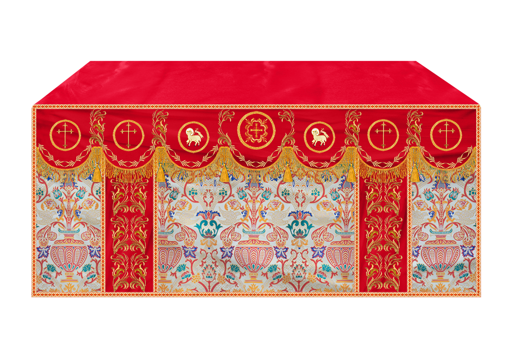 Traditional Tapestry Altar Cloth with Embroidery Details