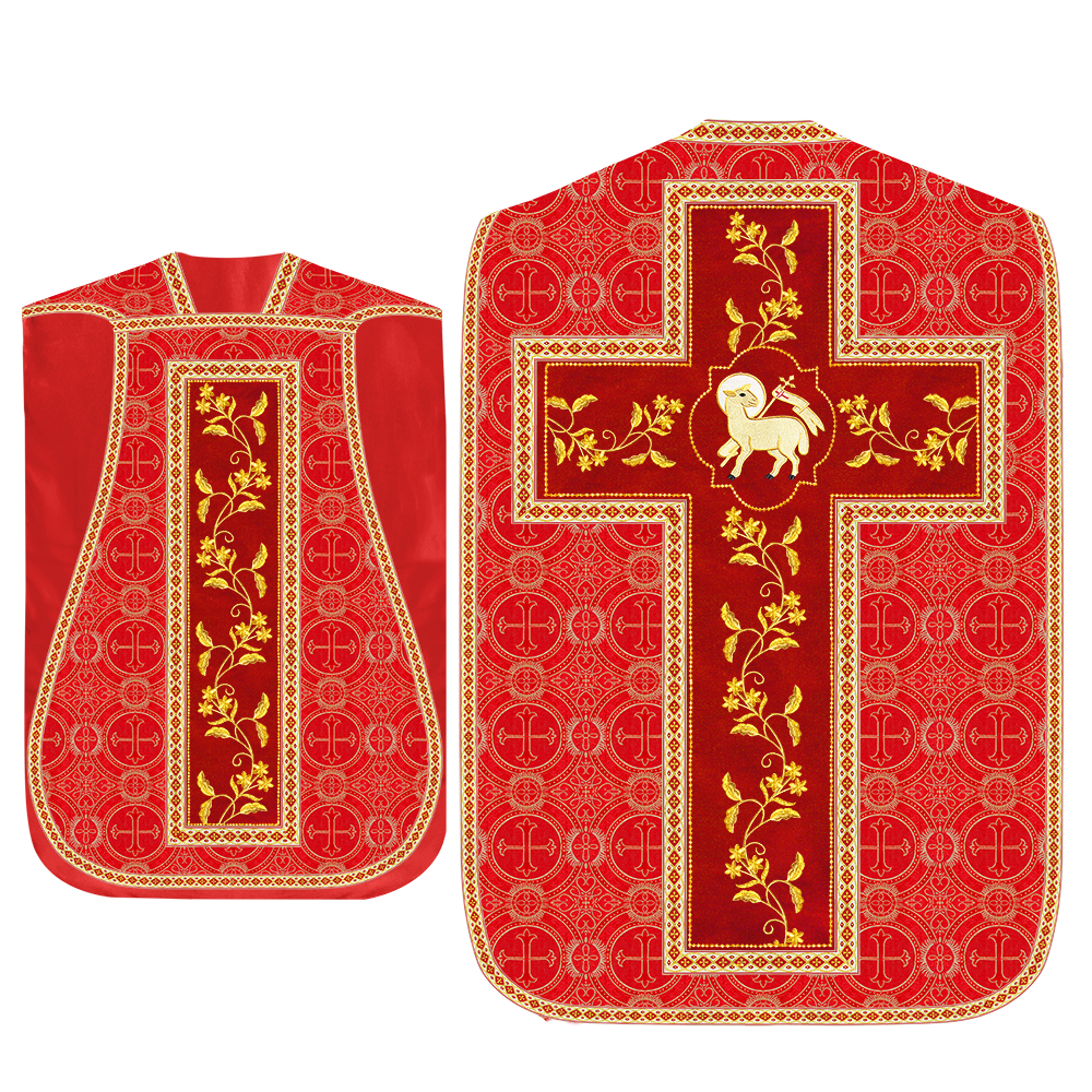 Set of Four Floral Embroidery Roman Chasuble