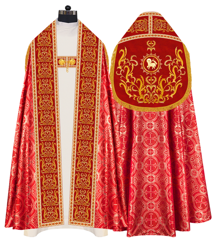 Roman Cope Vestment with Braid Embroidered Orphrey