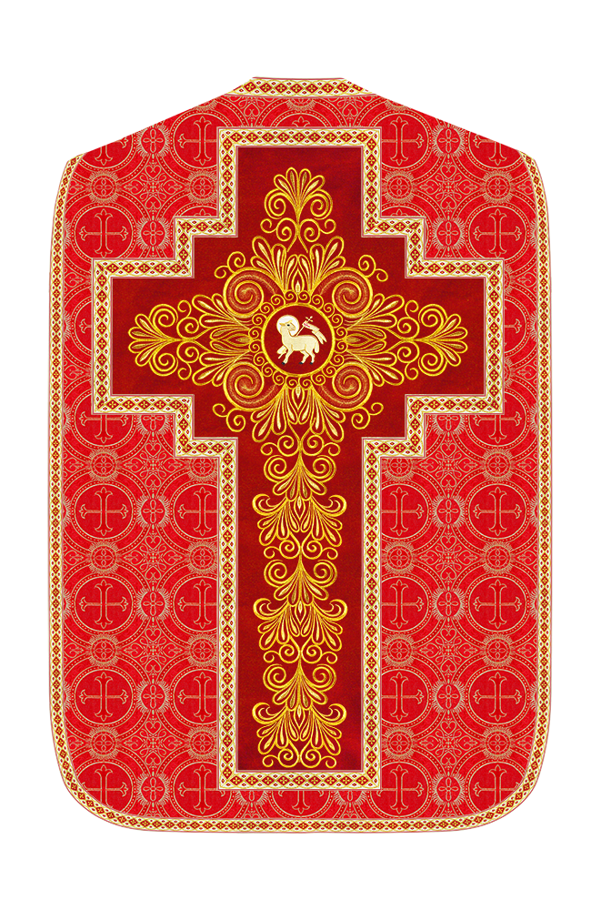 Roman Chasuble Vestment enriched With Coloured Braids and Trims