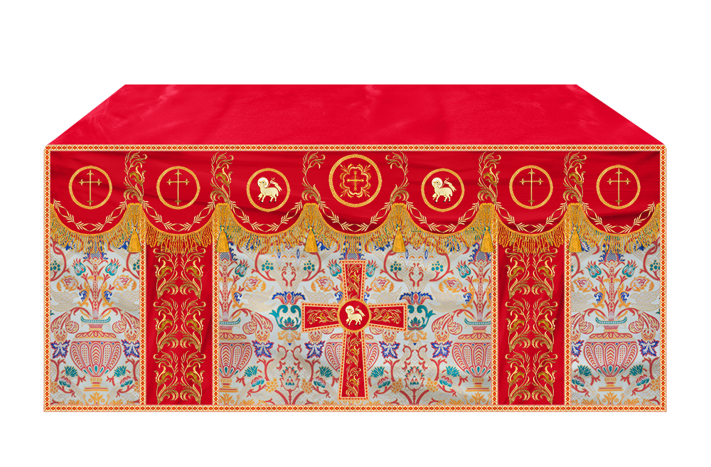Traditional Tapestry Altar Cloth with Embroidery Details